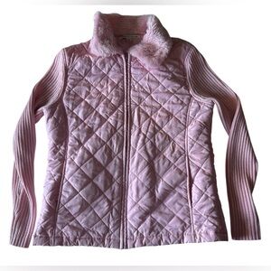 Carolyn Taylor Pink Faux Fur Trim Jacket